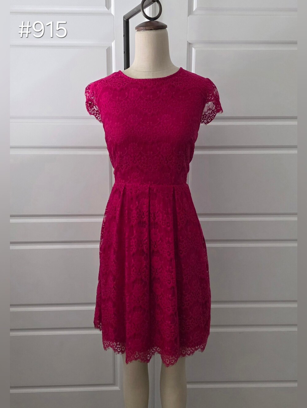Forever 21 Fuchsia Lace Cap-Sleeve Fit & Flare Dress